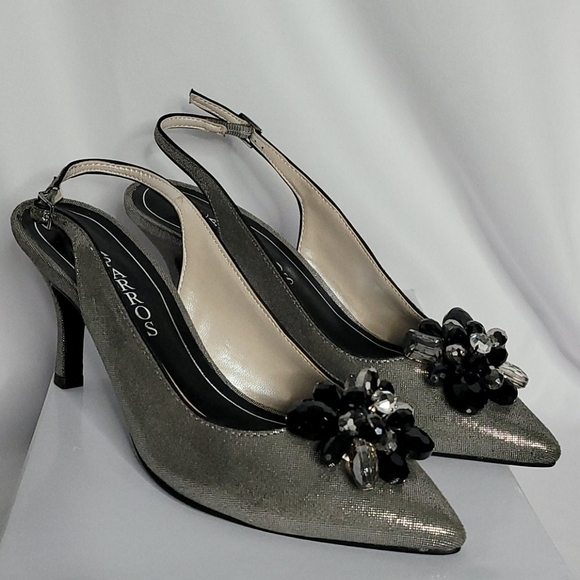 Caparros Gun Metal Jewel High Heel Evening Shoes - Picture 2 of 13